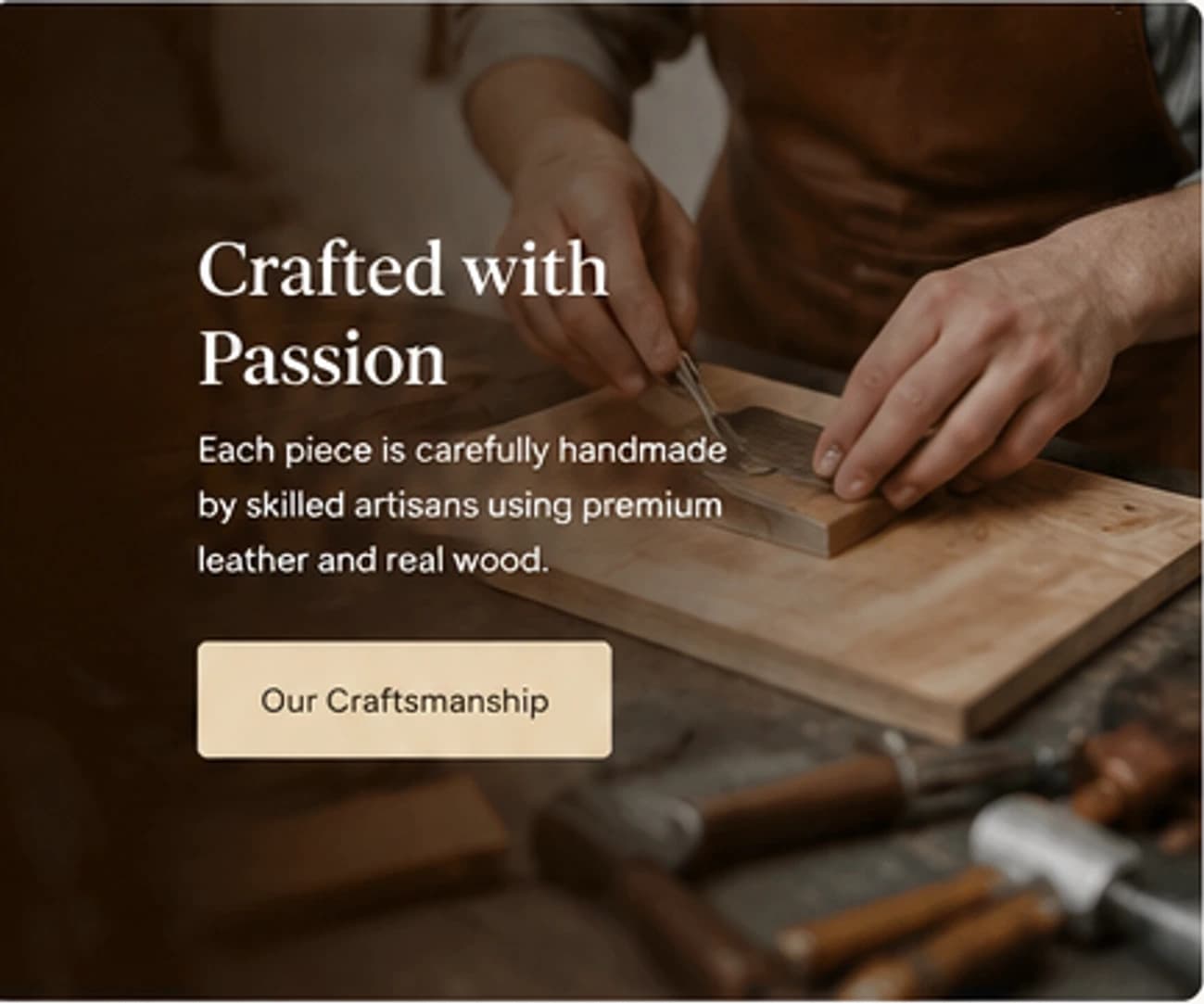 Artisan shaping natural wood by hand in a warm workshop